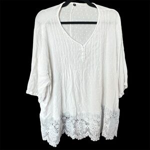 White Lace Trim Women's Top